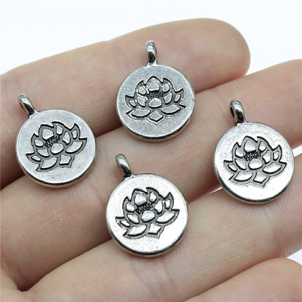 20 piezas cabeza de flor de loto meditación colgantes de Yoga para fabricación de joyería DIY artesanía hecha a mano: Ninguno