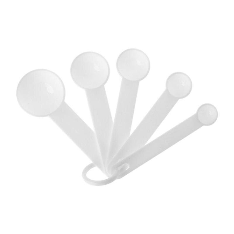 5Pcs/set Measuring Spoon For Baking White Plastic Kitchen Utensil Tablespoon Teaspoon Measuring Tool V1O2