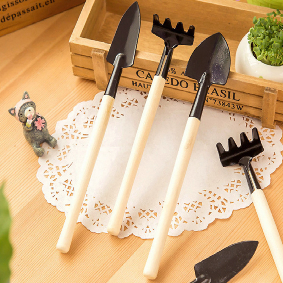 3-teilige Handschaufel für Gartenkelle, Gartengeräte, robustes Gartenwerkzeug-einstellen mit Holzgriff