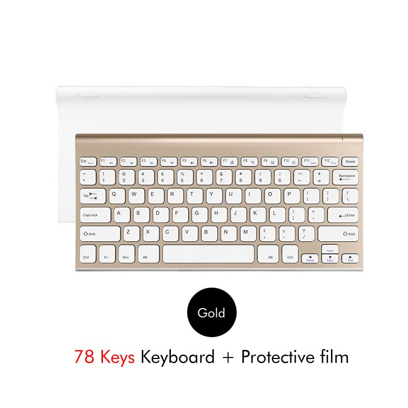 B.O.W 2.4Ghz Wireless Keyboard, 10 Keys Slim Matte Metal Ultra thin Rechargeable Full Size Keyboard Kits with Nano USB Receiver: Gold 78Keys