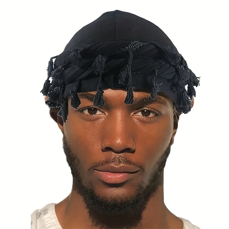 Cappello da uomo punk sbavatura ordinare coda intrecciata Frangia Bandana di cotone Cappello salto Turbante Cappelli Avvolgere la testa berretto cap Tinta unita portuale cappello 2024