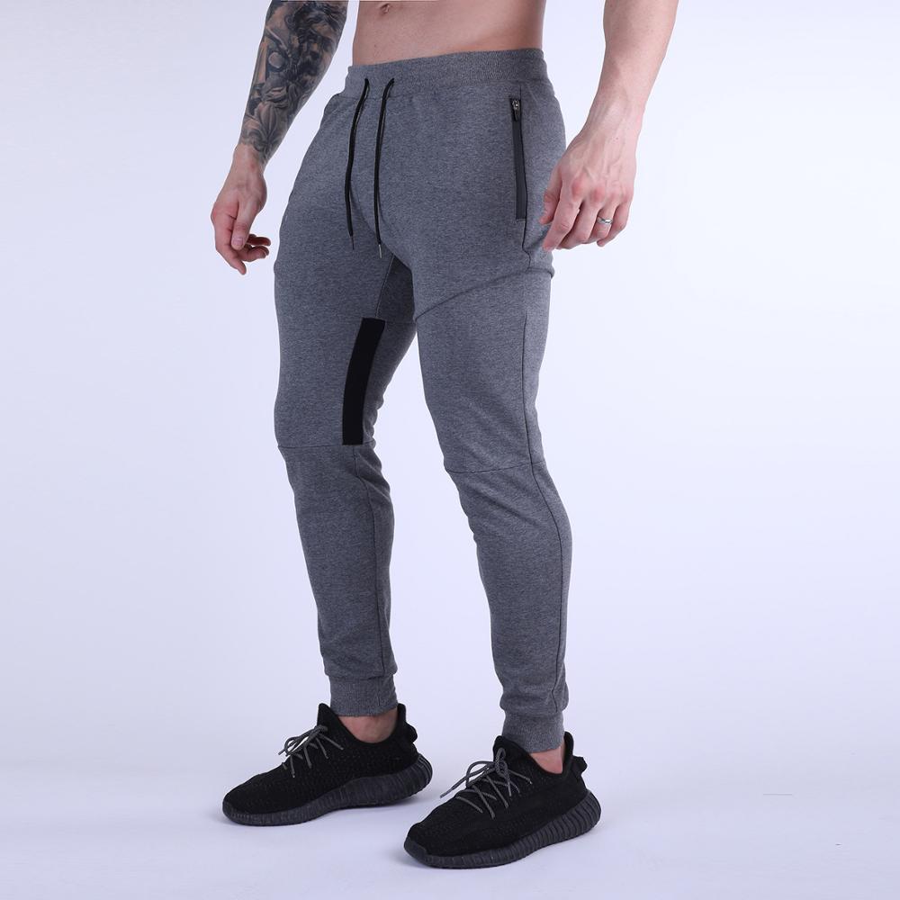 2022 neue Frühjahr Fitnessstudio Sport Hosen Herren Jogger Patchwork Fitness Bodybuilding Herren Lauf Hosen Läufer Kleidung Jogginghose: grau / L