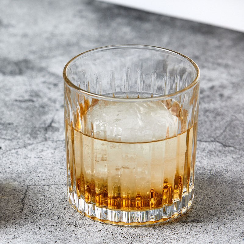 320ml Classical Transparent Vertical Pattern Whiskey Wine Glass Ice Coffee Cup