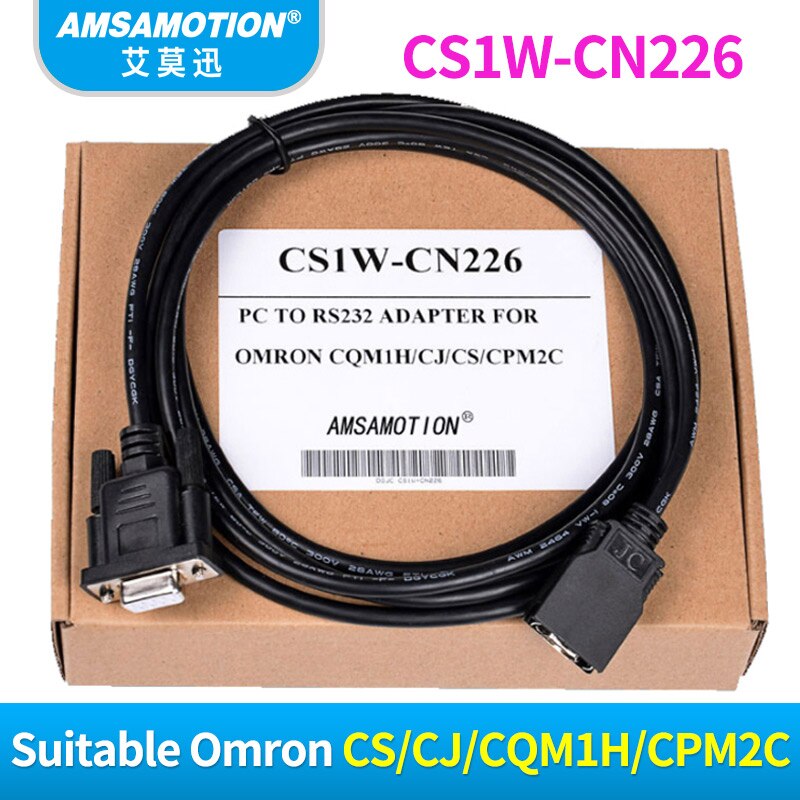 Cs1w-cn226 seriekabel egnet omron cs cj cqm 1h cpm 2c serier plc programmeringskabel  rs232 port kabel