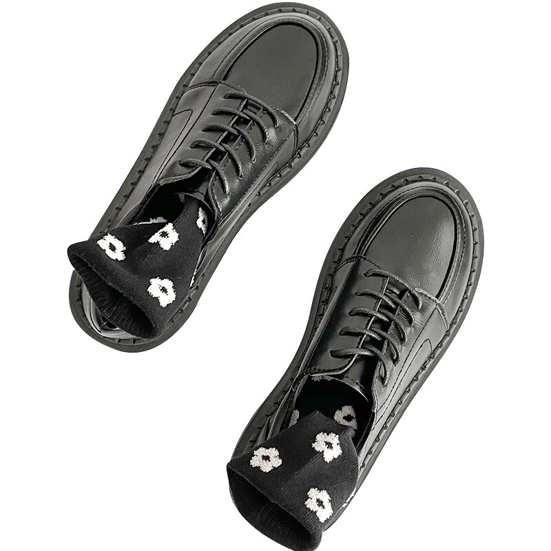 Japanse dikke zolen kant kleine schoenen trend britse stijl eenvoudige casual enkele schoenen damesschoenen