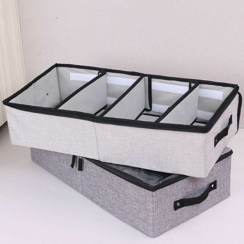 Opvouwbare Raster Schoenendoos Opbergtas Dikke Stof Transparante Schoenendoos Stof Bed Bodem Schoen Opbergdoos LB826175