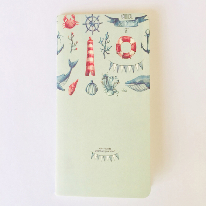 12 stk / parti klare enkle mini lomme notesbøger børn, der skriver notesbog skrivning notesbog diy håndskrevet maleri skolekontor: Havvind