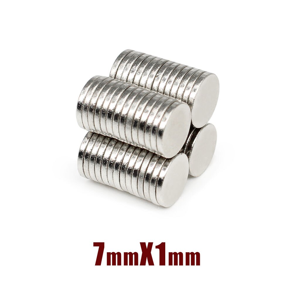 50/100/200/300/500/1000Pcs 7X1 Mm Dunne Plaat N35 Neodymium magneet Disc Krachtige Magneten Ronde 7X1 Mm Permanente Magneet 7Mm * 1 Mm