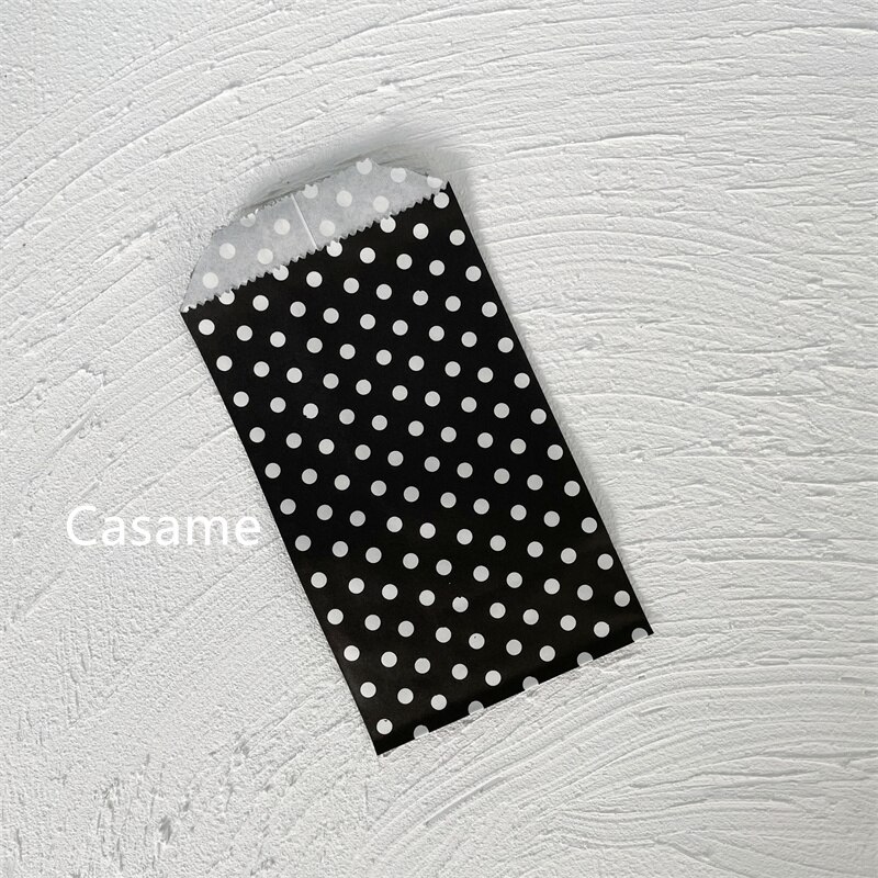 Sacs à bonbons biodégradables pour friandises, 100 pièces 8x15 cm, sacs en papier pour de fête, sac artisanal en papier imprimé à pois, sac de boulangerie, de mariage pour enfant: Black Dot