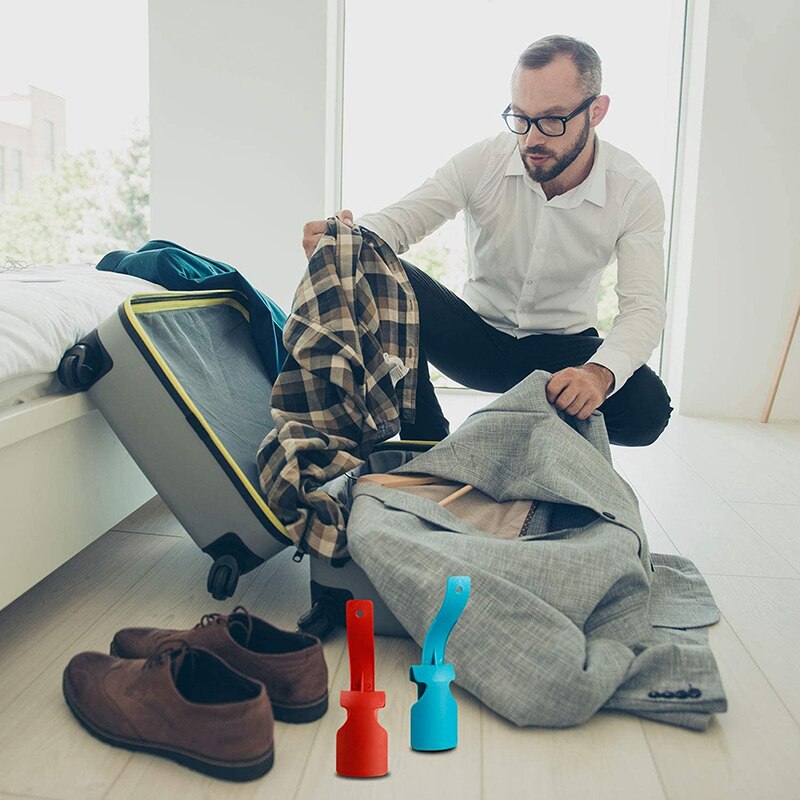 1pc Portable Unisex Lazy Shoe Helper Sock Shoe Slider Handled Shoehorn Lifting Wearing Helper Tool Plastic Shoehorn Accessories