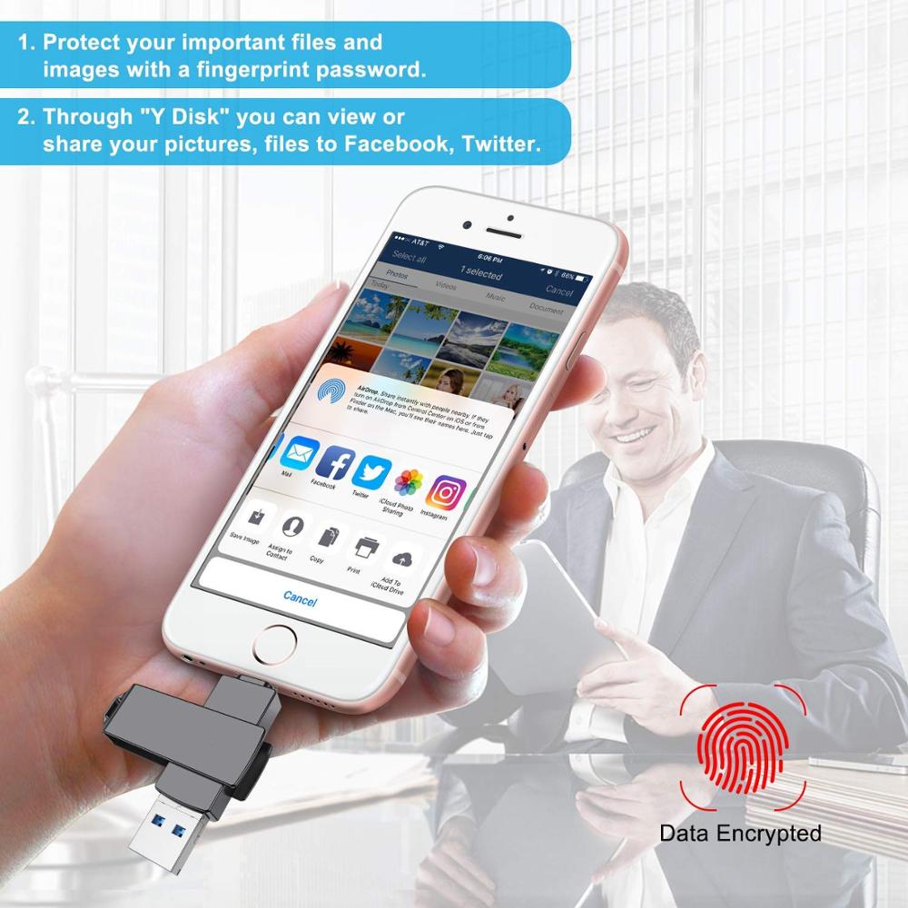 64GB Usb Flash Drive USB 3,0 para iPhone 3 en 1 USB 3,0 Lightning Micro de Metal de almacenamiento de datos USB memoria de memoria USB 3,0