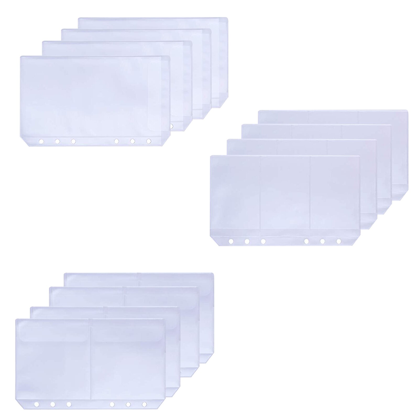 12pcs A6 PVC Translucent Storage Cards Holder Set For ID Card Bank Card 6 Hole Loose Leaf Filing Storgae Bags