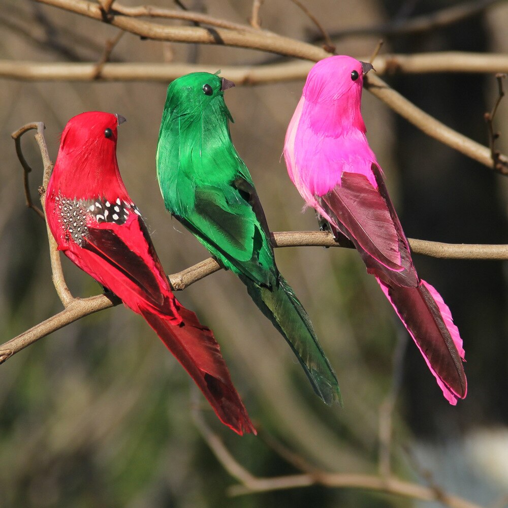 Foam Home Outdoors Garden Wedding Decoration Ornament 1pc Feather Artificial Parrots Imitation Bird Model DIY Party Use