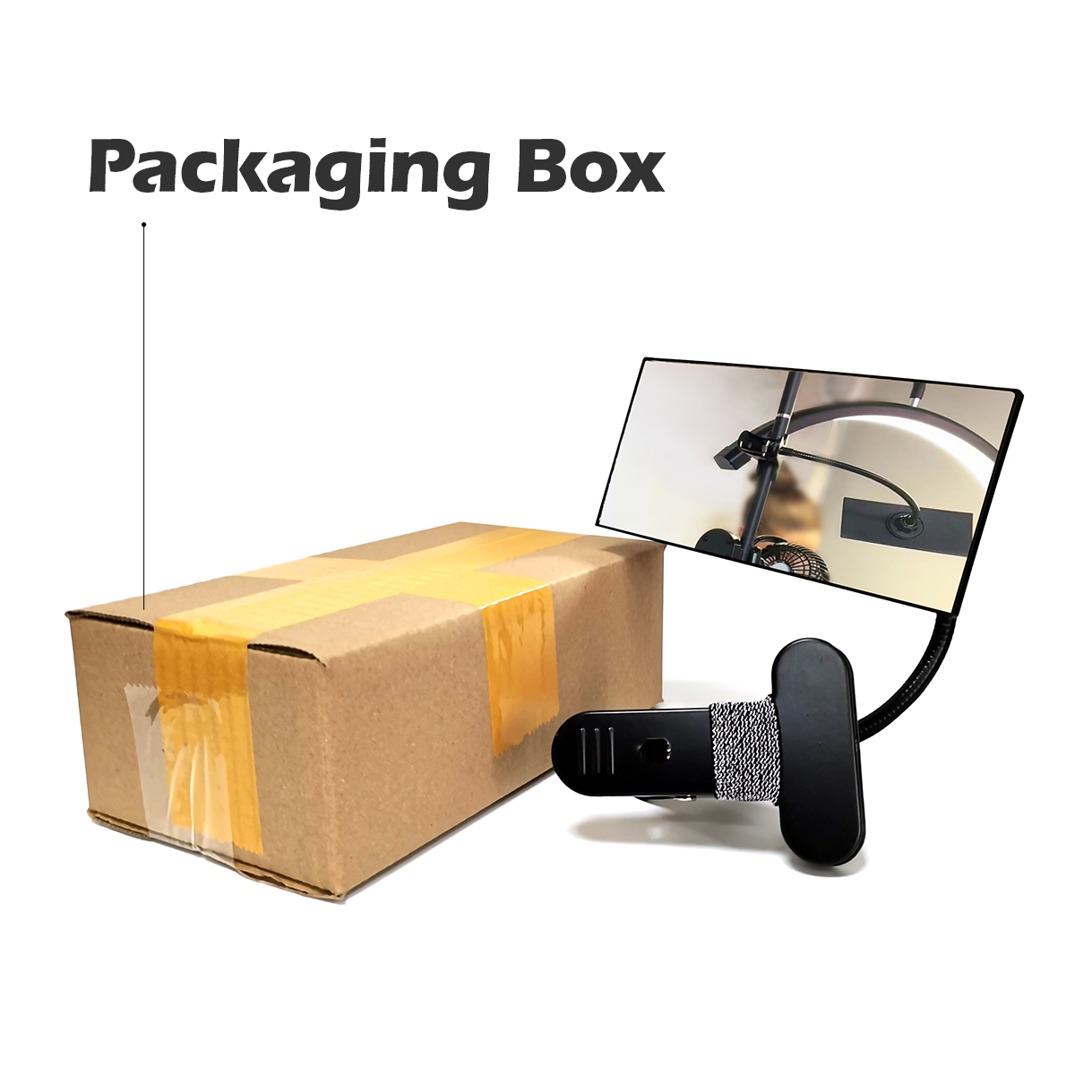 1Pc Clip On Mirror For Eyelash Extension With Protective Frame , Black 360°Metal Stem With Convex Mirror , Office Safety Stere: Default Title