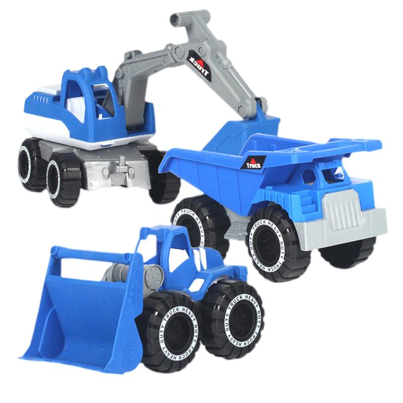 3Pcs Simulatie Techniek Voertuigen Graafmachine Inertie Auto Speelgoed Vrachtwagen Strand Speelgoed Auto Voor Kids (Graafmachine + Bulldozer + zand Truck)