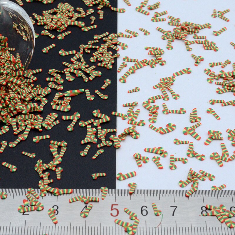 100 G/partij Polymeer Klei Kerst Riet Sprinkles Mooie Confetti Voor Ambachten Maken, Diy: 5mm  100g
