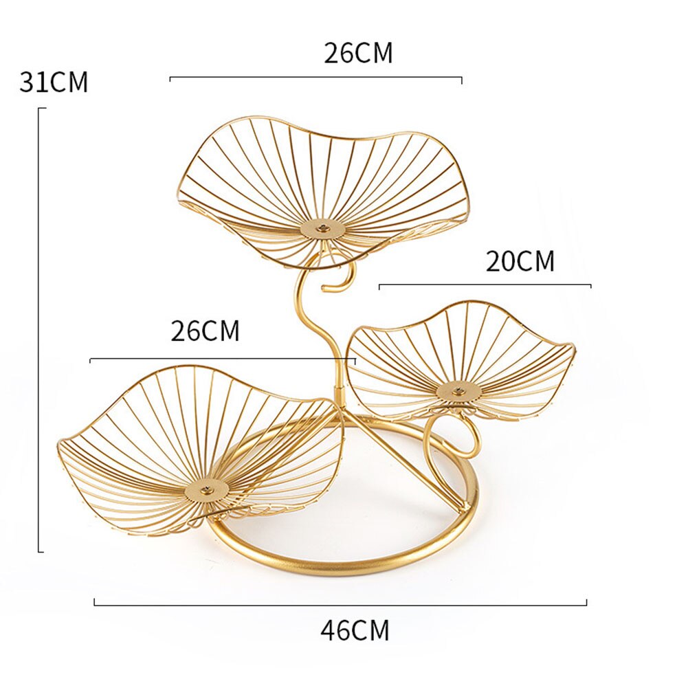 Three-layer Storage Tray Leaf Shaped Nordic Style Wire Basket Kitchen Organizer Home Decor Fruit Plate Snack Rack Living Room