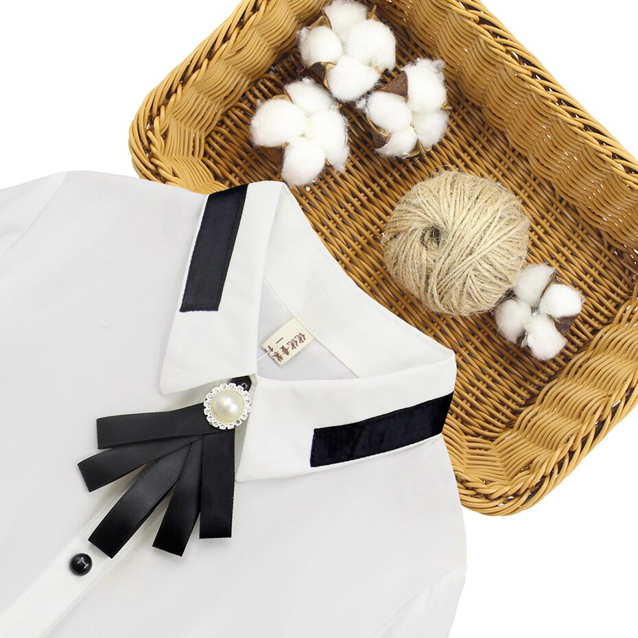 White Blouses For Girls Bow Girl Blouse Patchwork Kids Blouse For Girls Teenage Clothes For School For Girls 6 8 10 12 14
