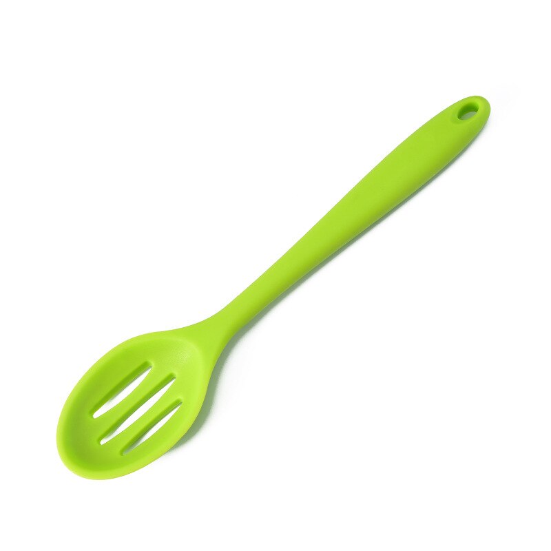 Cuchara de silicona grande para sopa, colador antiadherente resistente a altas temperaturas, utensilios de cocina de mango largo: green