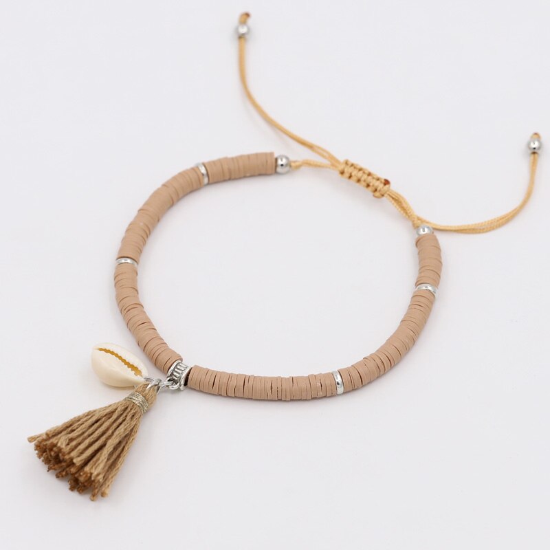 Enkelband Foot Strap Handgemaakte Sieraden Boho Kleurrijke Klei Shell Kwastje Enkelbanden Voor Vrouwen Meisjes Strand Accessoires: D1805b