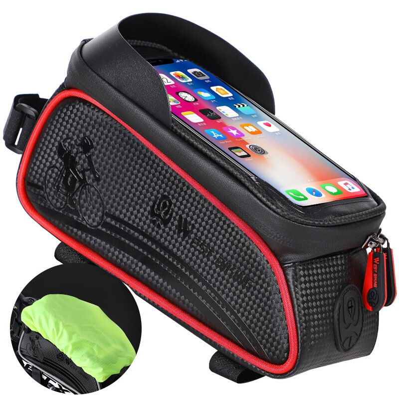 Wild man mtb cykeltasker front cykeltaske regntæt touch screen cykel telefon taske 6.5 tommer mobiltelefon taske eva hard shell tasker: 04