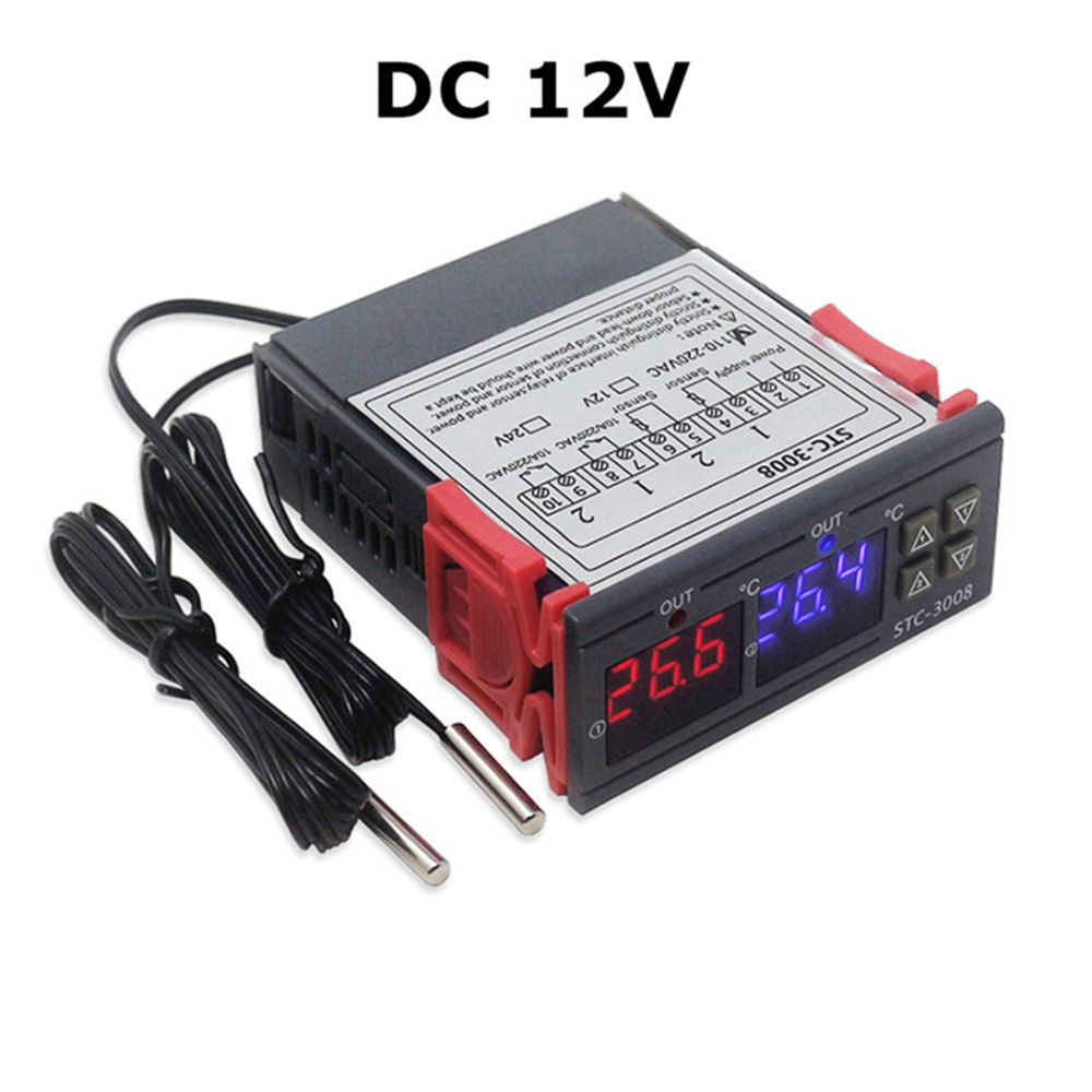 STC-3008 KT99 Dual Digital Temperatur Regler Zwei Relais Ausgang 12V 24V 220V Temperaturregler t Mit Heizung Kühler: 12V