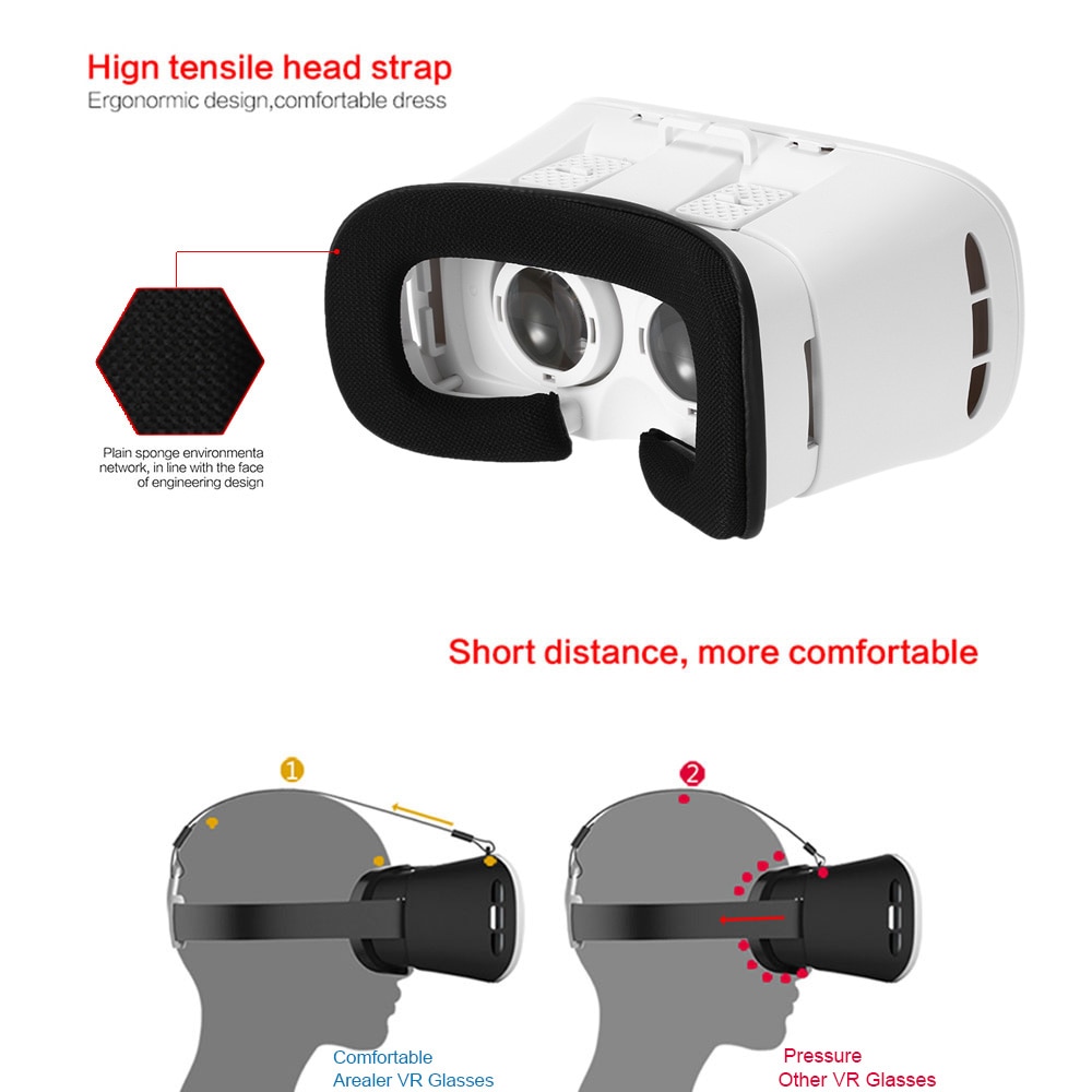 Arealer VR lunettes de réalité virtuelle casque 3D lunettes bricolage 3D film jeu lunettes pour iPhone Samsung/tous 3.5 ~ 6.0 "téléphones intelligents