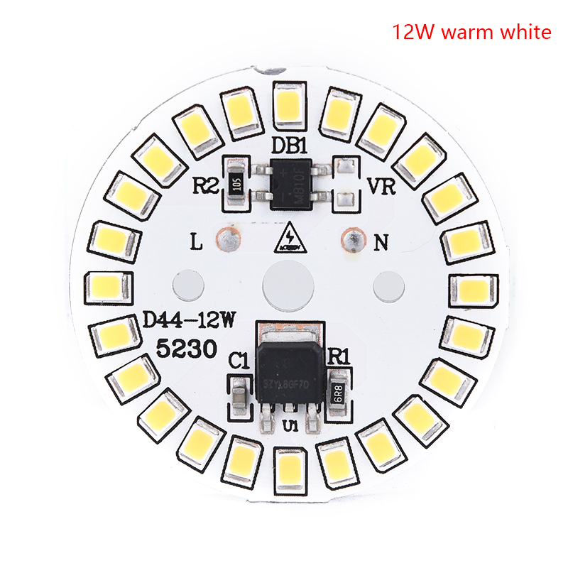 220v led lamp patch lamp smd plaat ronde module lichtbronplaat voor gloeilamp: 12w warm wit
