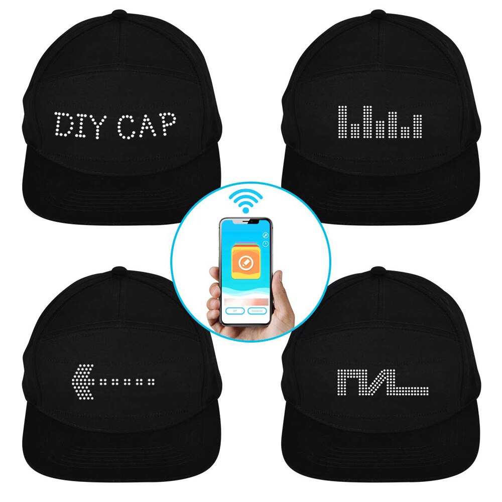 Gorro inteligente con pantalla LED y Bluetooth, gorra ajustable para , Club, Halloween, cumpleaños, festivales, fiestas, deporte