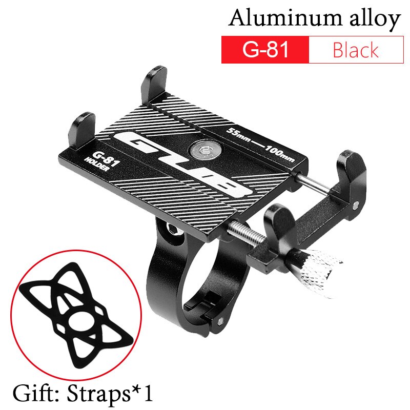 Ultralight Bicycle Phone Holder FOR 3.5"-7.15" Smartphone GPS Stable Upgrade Fixed Adjustable Support Bike Stand Mount Bracket: G81-Black