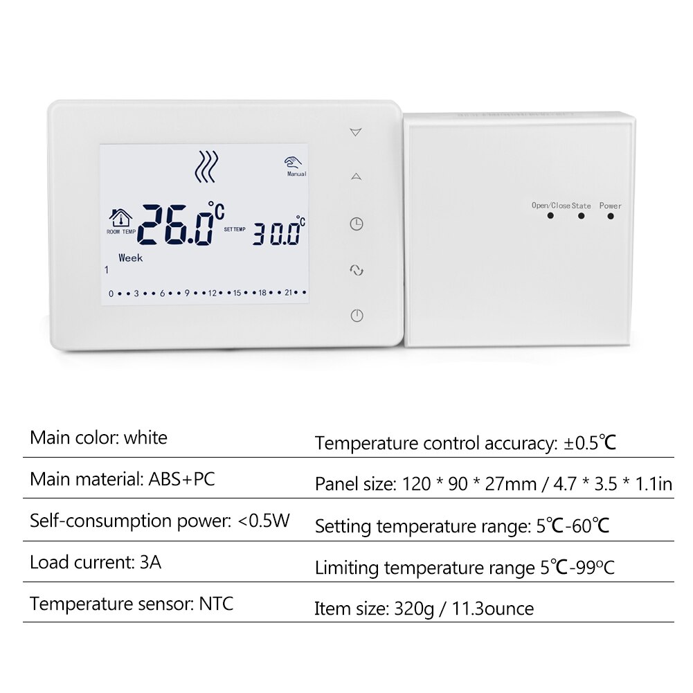 433hz intelligent termostat multifunktionel væghængt kedeltermostat hjemmetemperaturregulator med lcd-berørt skærm