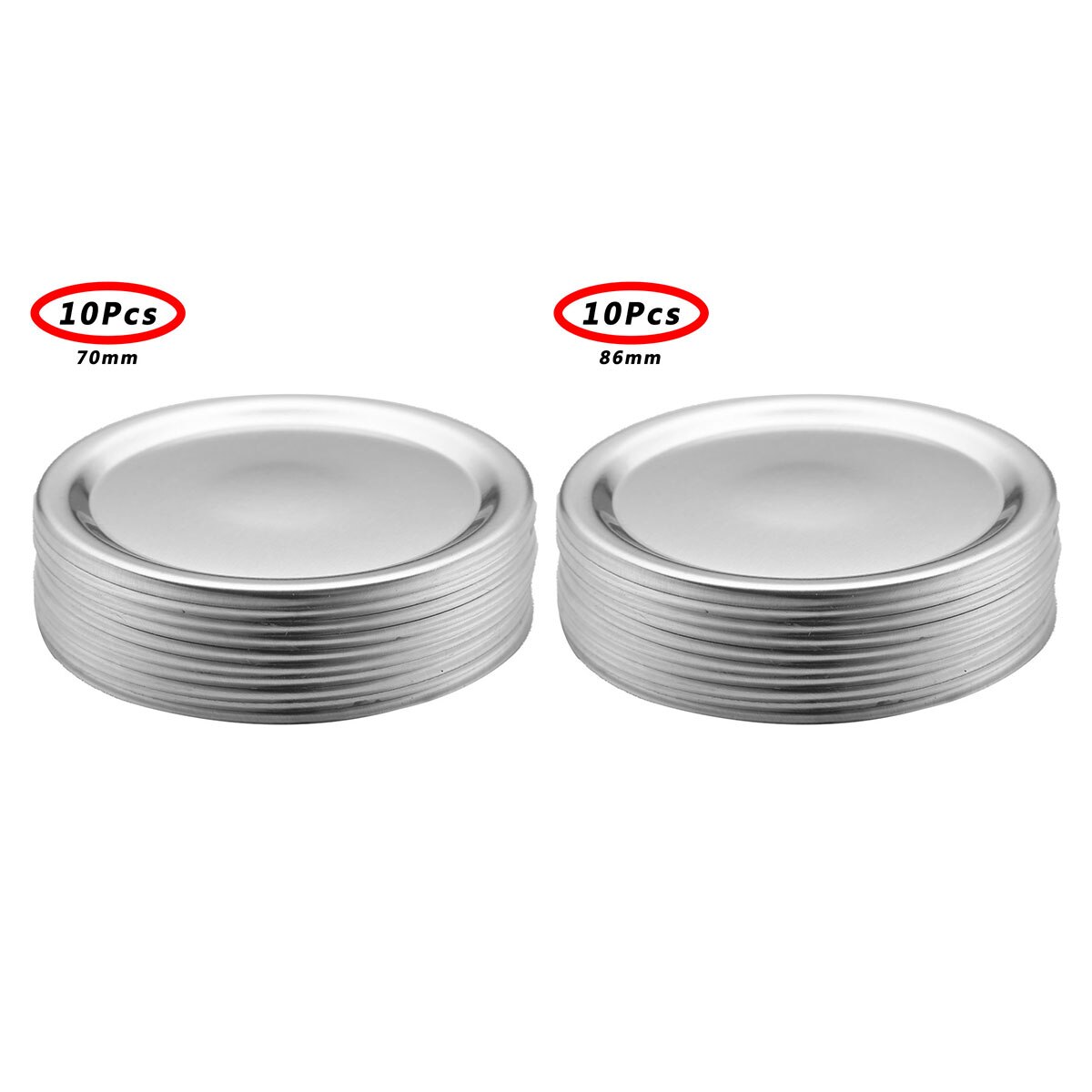 20Pc Mason Jar Split-Type Lids (Not Include Band) Sealing Leak Proof Mason Jar Lids Solid Caps Regular Mouth &amp; Wide Mouth Jars: Silver