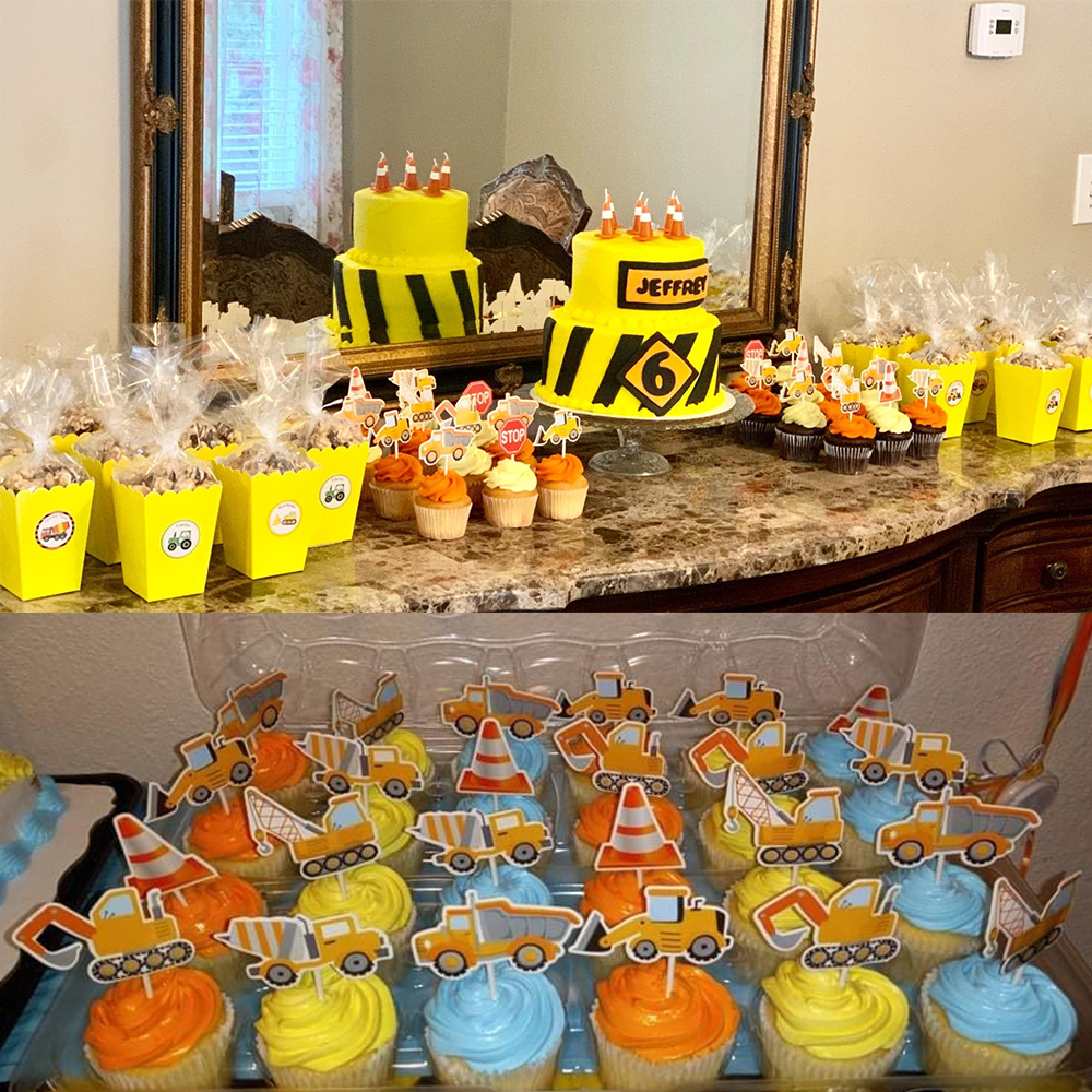 7 stks Bouw Cupcake Topper Pick Dump Truck Graafmachine Tractor Party Cake Toppers voor Kinderen Verjaardag Baby Shower Party Decor