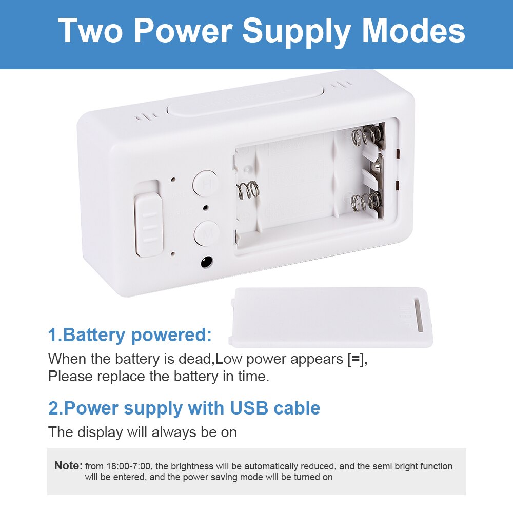 LED Digital Alarm Clocks With Snooze Digital Temp Time Music Dual Clock With USB Charger Large Digit Display Brightness Dimmer