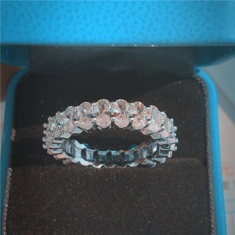 Luxury Heart shape Ring 925 Sterling silver AAAAA cz Engagement Promise Wedding Band Rings for Women Bridal Party Jewelry: Oval ring / 8