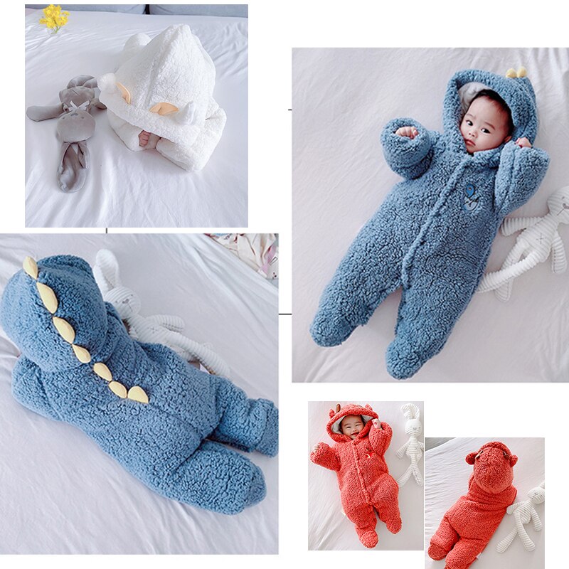 Katoenen Pasgeboren Baby Kleding Winter Meisjes Sneeuw Wear Jumpsuit Fleece Jongen Romper Bodysuit Kids Bovenkleding 0-12M