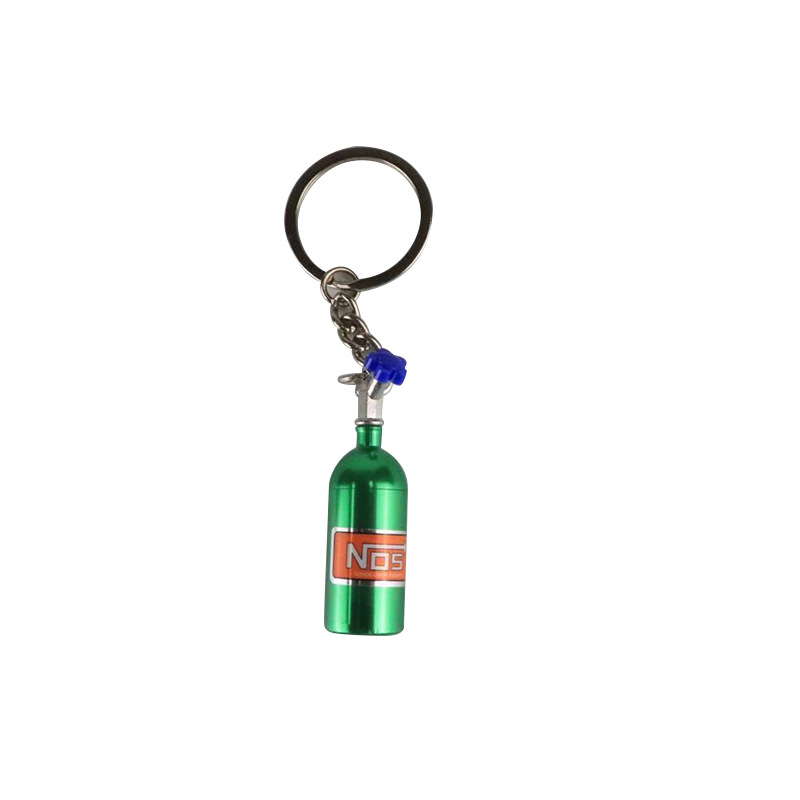 LLavero de Metal con forma de botella de nitrógeno para coche, caja de pastillas de almacenamiento, , Interior de motocicleta: Verde