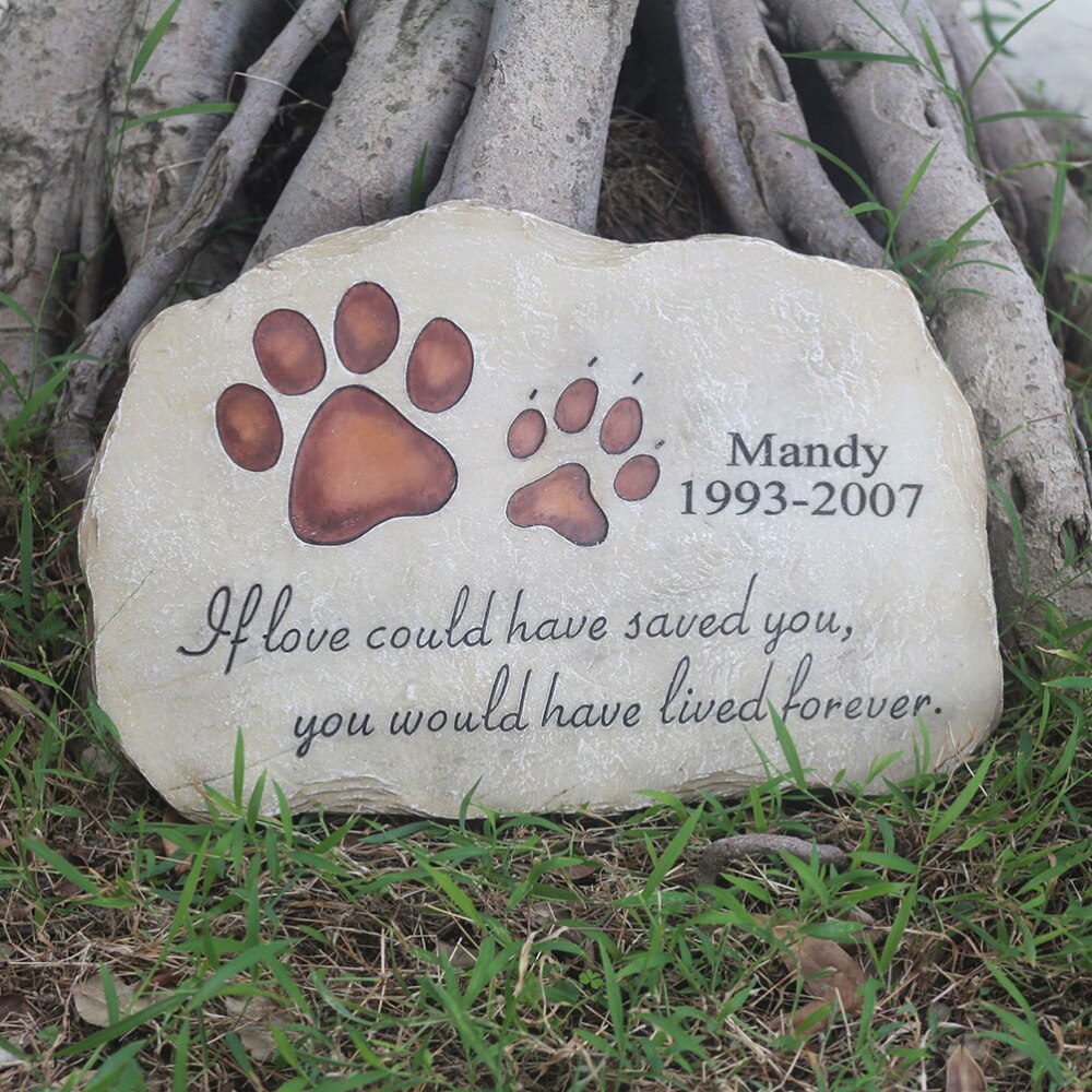 Hund Grabstein Pfote Druck Haustier Erinnerung Denkmal Stein Plakette Garten Stein