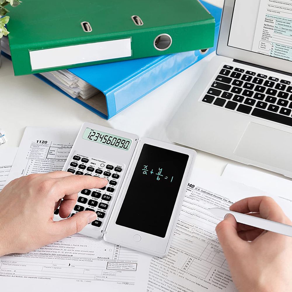 1Pc Foldable Large Display Scientific Calculator E-writer Digital Drawing Pad with Stylus Pen LCD Math Calculator for Office