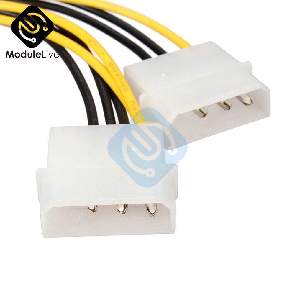 Dual Molex LP4 4 Pin to 8 Pin PCI-E Express Converter Adapter Power Cable Wire Connector Line Tools