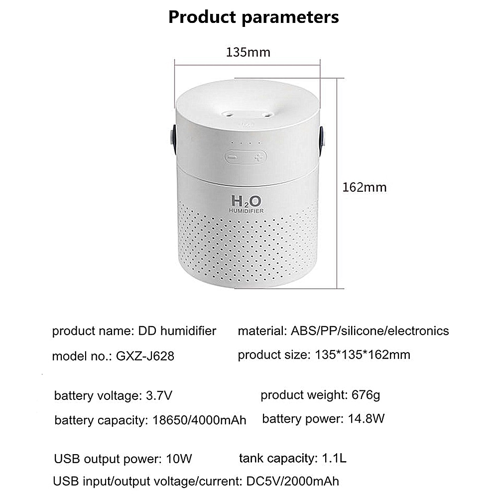 1100ml dyfuzor olejków eterycznych nawilżacz bezprzewodowy akumulator rozpylacz zapachów 4000mAh bateria nawilżacz z funkcją aromaterapii dla domu