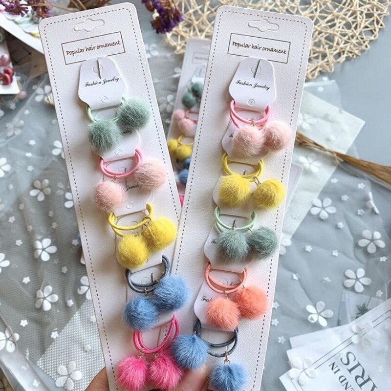 20 stuks/set kinderen pluche haarelastiekjes touw ballen geruite knoop peuters elastische haarband hoofdband baby staart haar meisjes accessoires