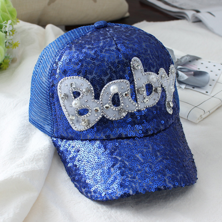 Enfants bébé filles enfant en bas âge enfants paillettes paillettes Sparky chapeau casquette soleil plage été Baseball Bonnet bord bleu rose or