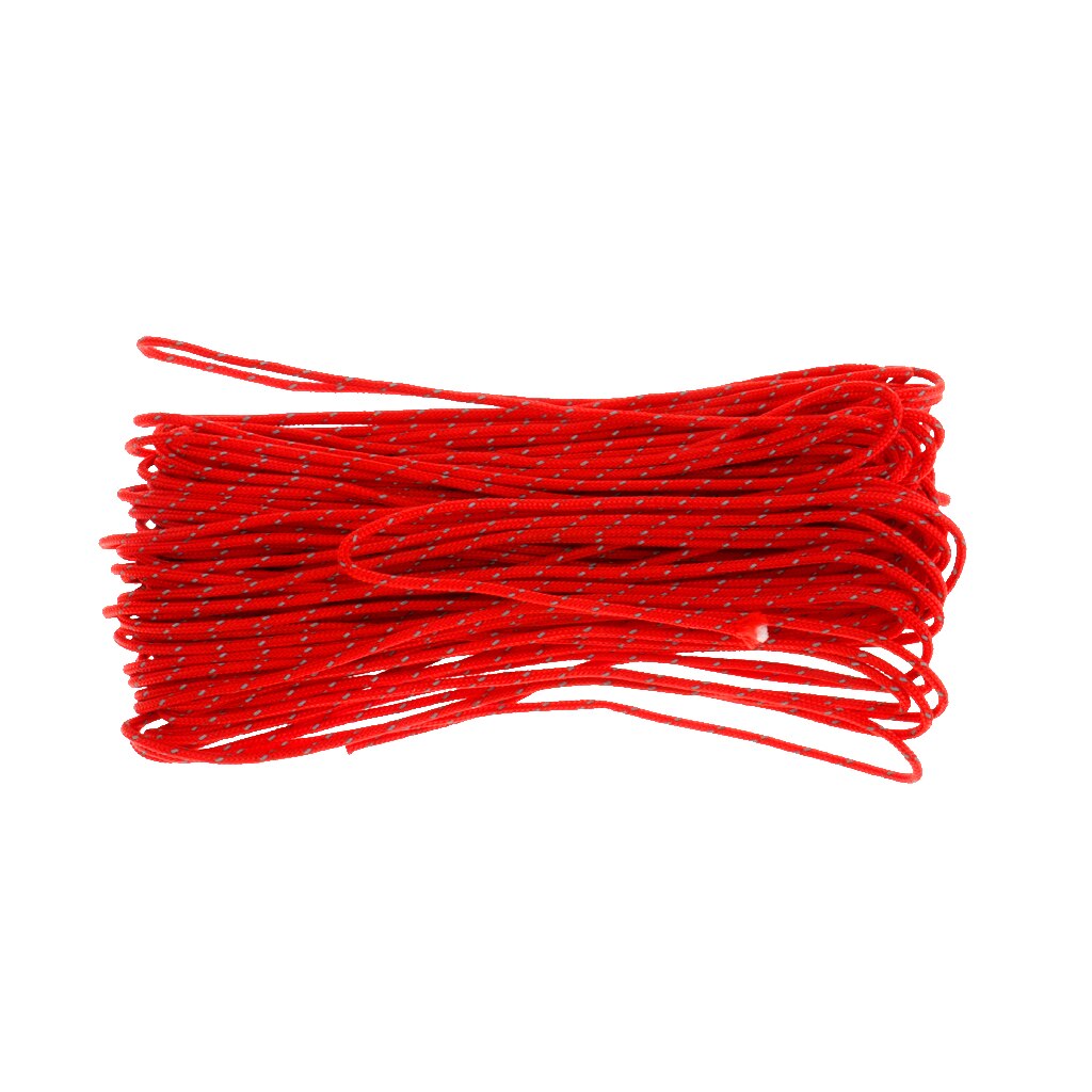 1.8mm 20M Red Guyline Tent Rope Runner Guy Line Camping Cord Paracord Guide Reflective Rope