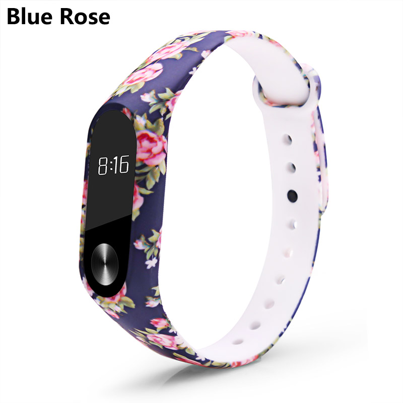 BOORUI Miband 2 Accessories mi band 2 strap colored Special Silicone Strap belt for Xiaomi Mi Band 2 Smart Bracelets Smartband: Blue Rose