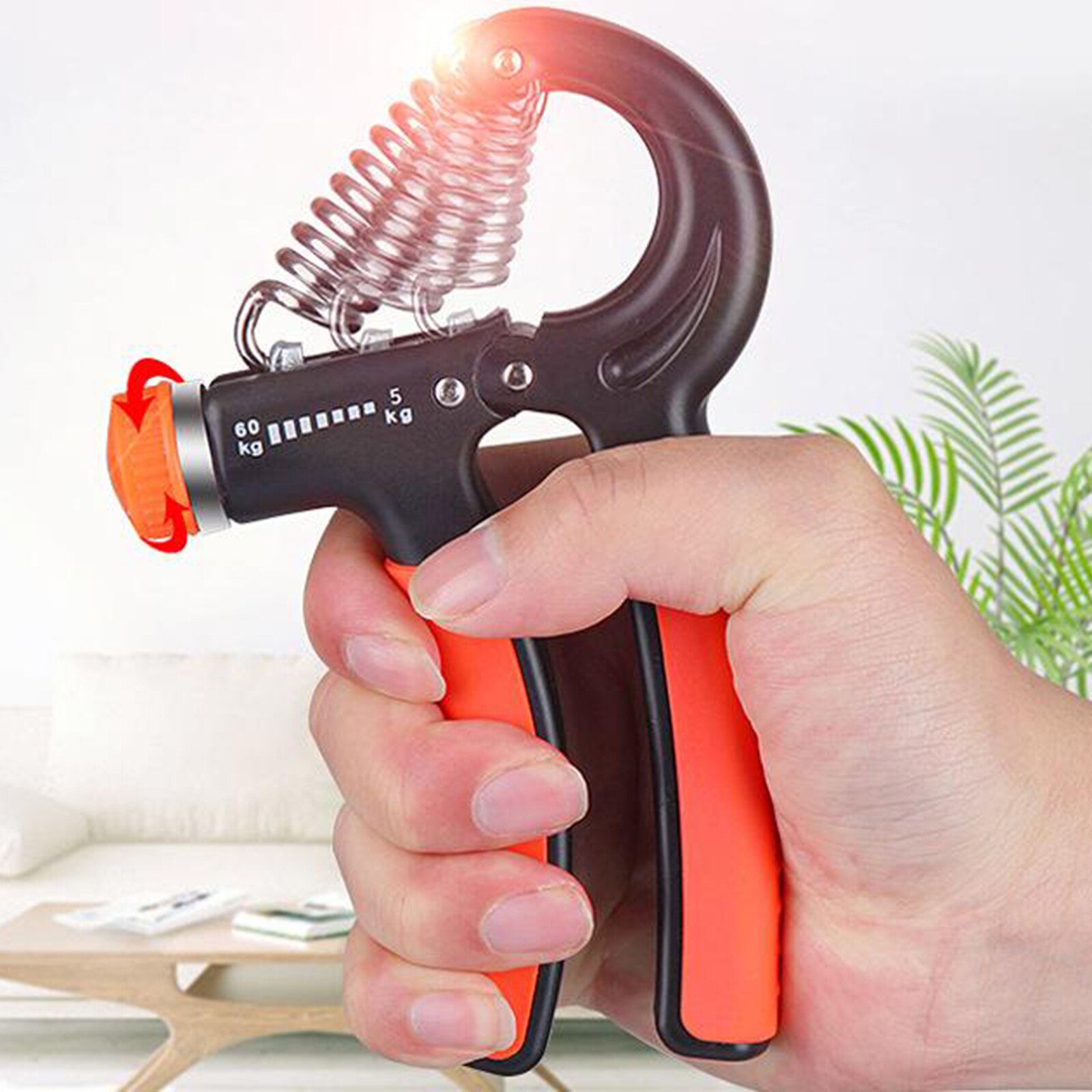 Adjustable Hand Power Grip Exerciser Increase Strength Spring Finger Pinch Carpal Wrist Forearm Workout Trainer: Black Red