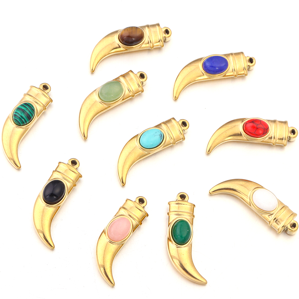 2 stk/parti rustfritt stål naturstein pepper øredobber anheng til diy halskjede smykker laging forsyninger blanding