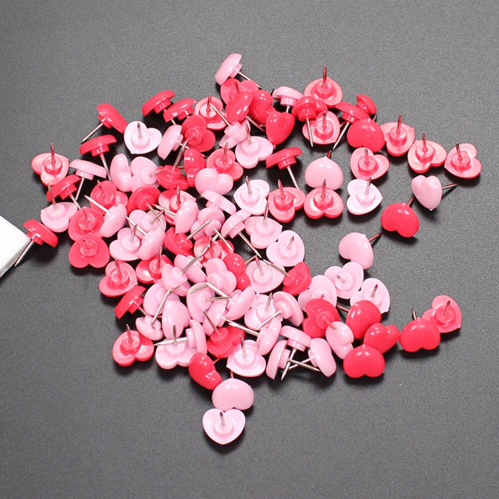Chinchetas decorativas de seguridad con forma de corazón, 100 piezas con forma de corazón, chinchetas de colores para tablero de corcho, mapa, fotos, carteles, calendario