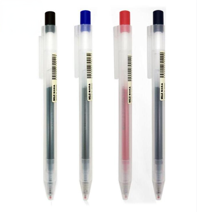 Set van 10/5 muji gelpennen met 0.38/0.5mm inktkleuren, balpennen in japanse stijl, zwart/blauw/rood, voor school, kantoor, examens en handtekeningen.: Rood / Zwart