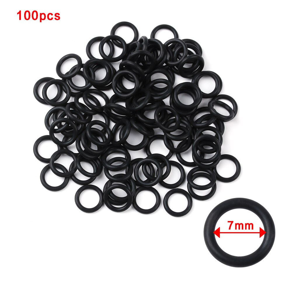 100Pcs Zwart Rubber O-Ringen Voor Wormen Wacky Rig O-Ring Tool Vissen Bite Indicator Rubberen Afdichting pakking Vissen Accessoires: ID - 7mm